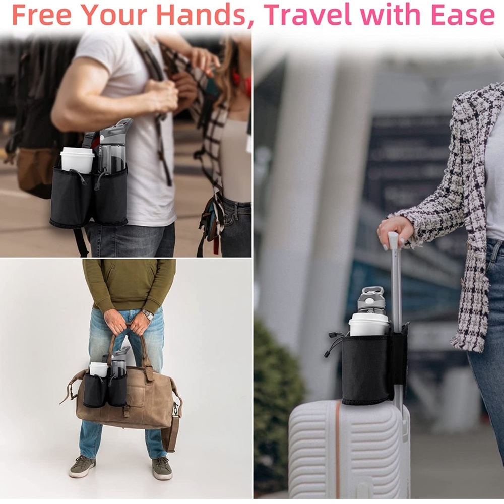New  Luggage Travel Cup Holders Fits Roll on Suitcase Handles Attachmen